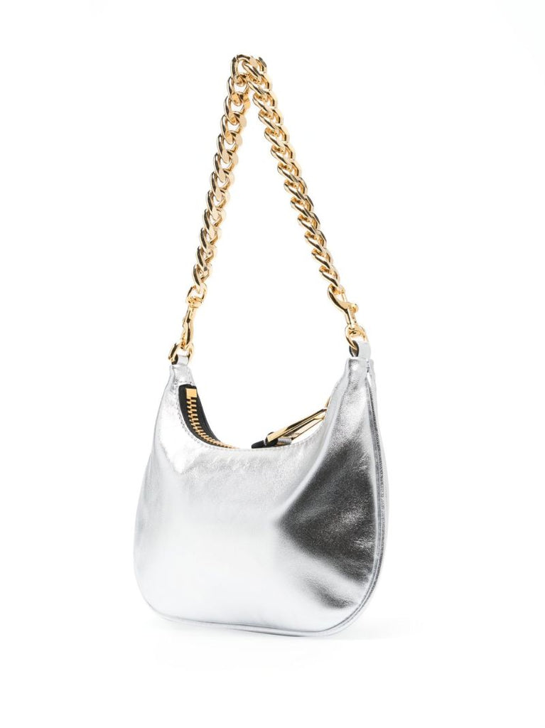 Silver Logo-lettering Leather Shoulder Bag