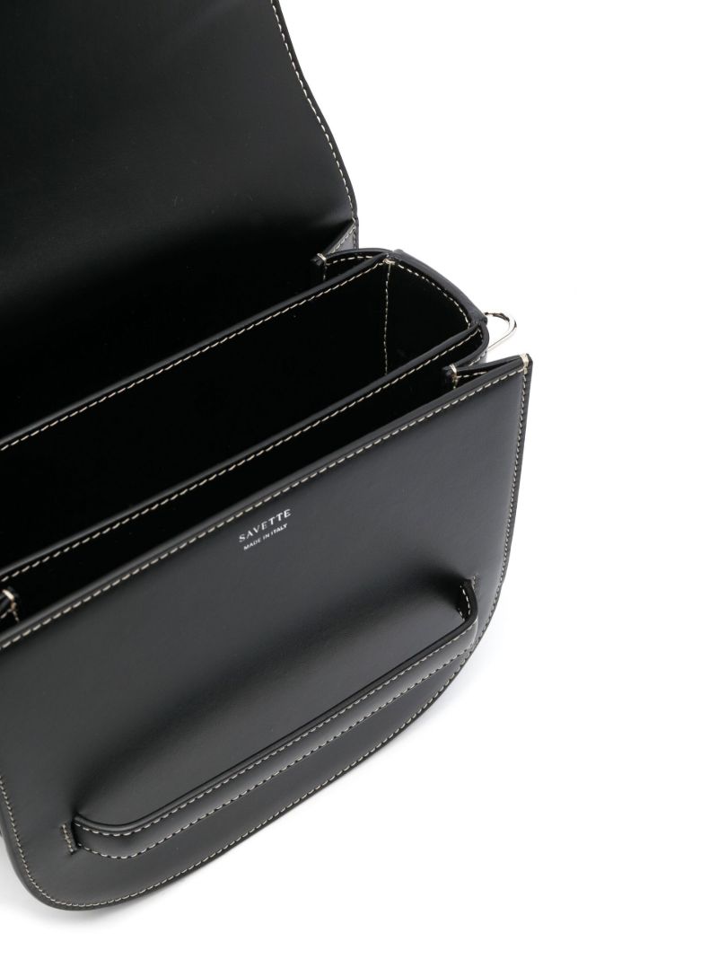 Black Polished Finish Leather Crossbody Bag