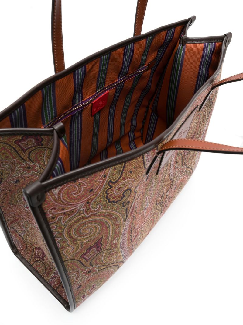 Brown Paisley Jacquard Large Tote Bag
