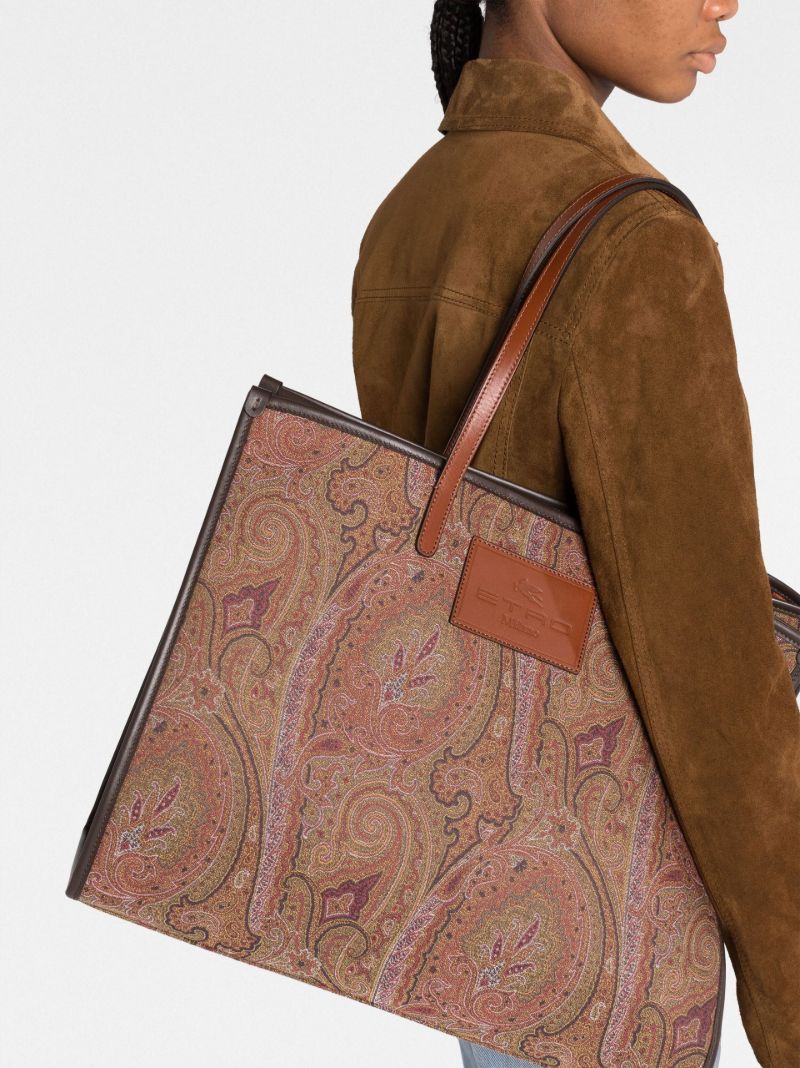 Brown Paisley Jacquard Large Tote Bag