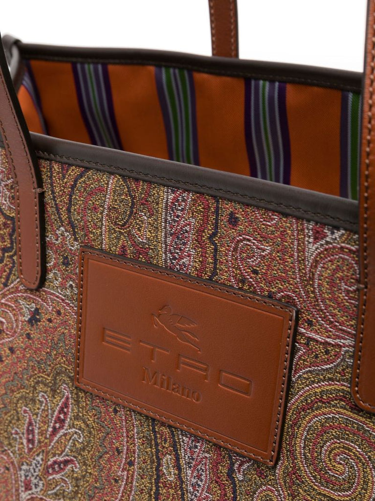 Brown Paisley Jacquard Large Tote Bag