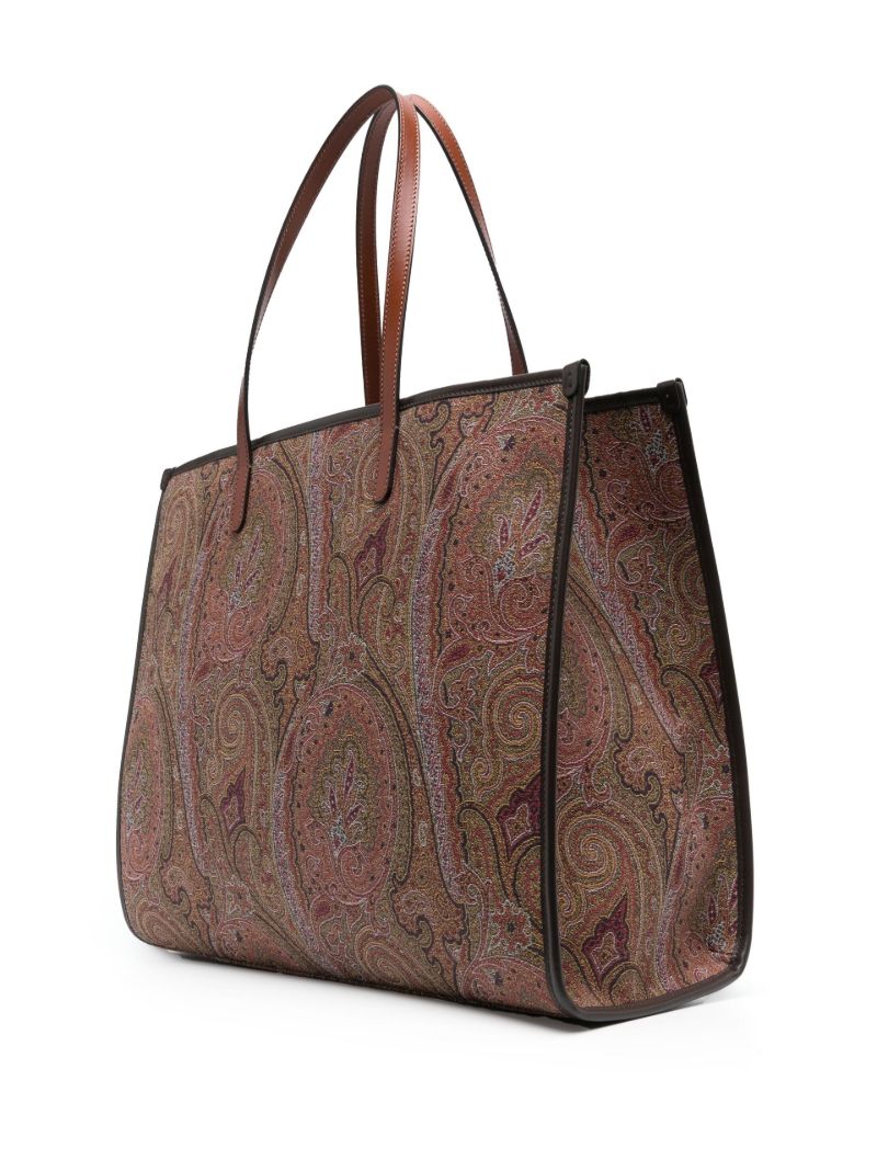 Brown Paisley Jacquard Large Tote Bag