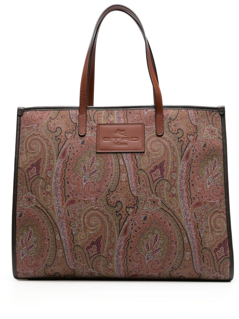 Brown Paisley Jacquard Large Tote Bag