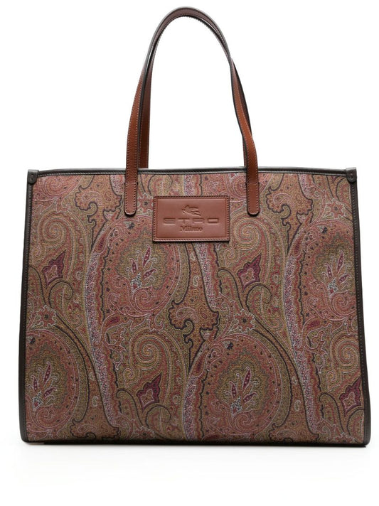 Brown Paisley Jacquard Large Tote Bag