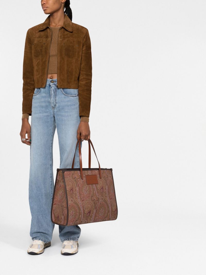 Brown Paisley Jacquard Large Tote Bag