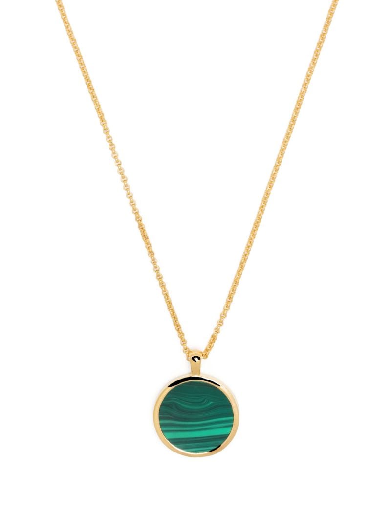 Gold-tone Round Pendant Malachite Necklace