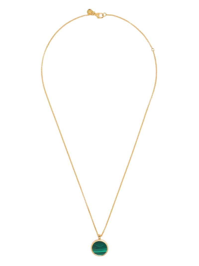 Gold-tone Round Pendant Malachite Necklace
