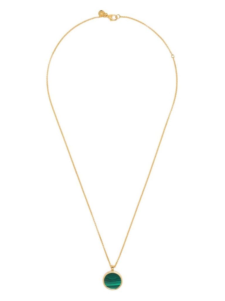 Gold-tone Round Pendant Malachite Necklace