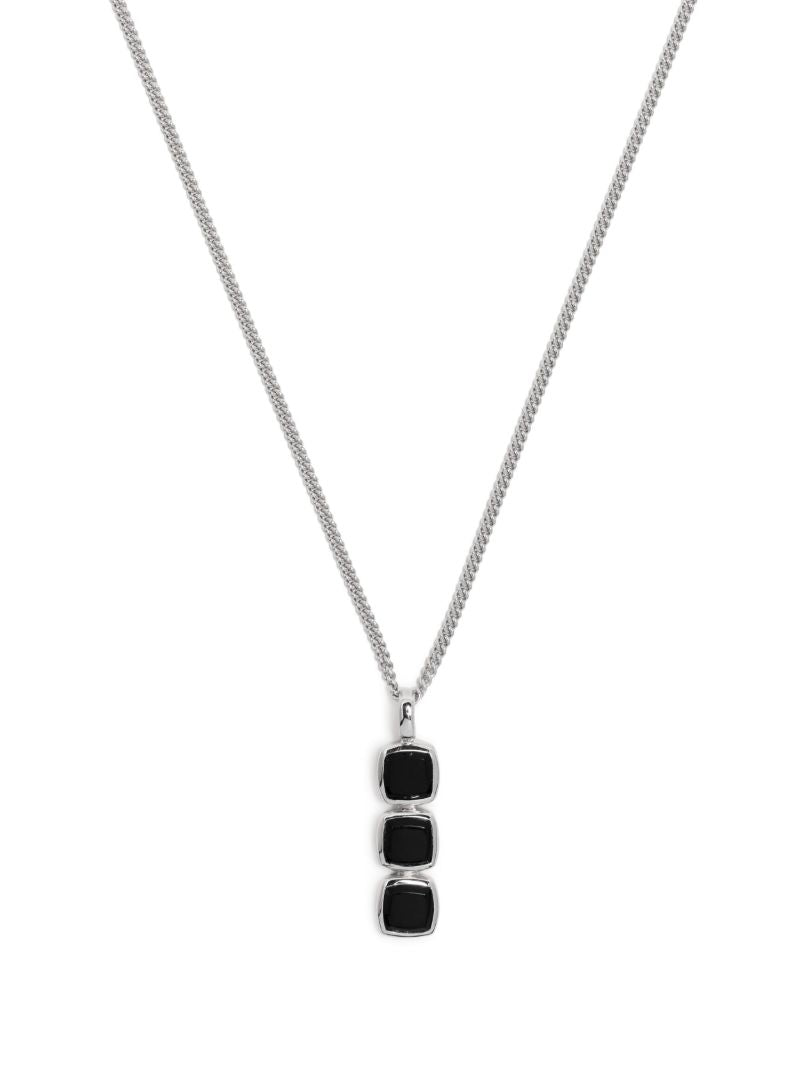 Silver Mini Cushion Onyx Necklace