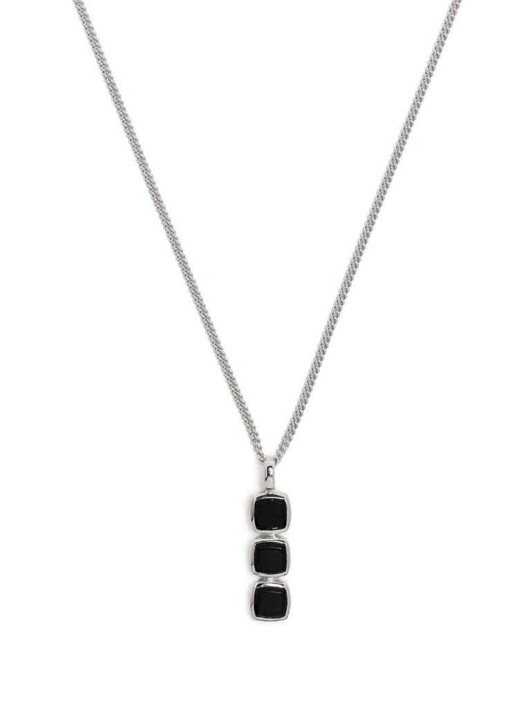 Silver Mini Cushion Onyx Necklace