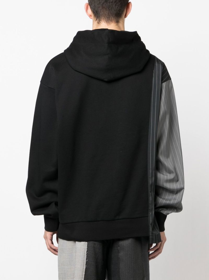 Black Patchwork Sleeve Hoodie