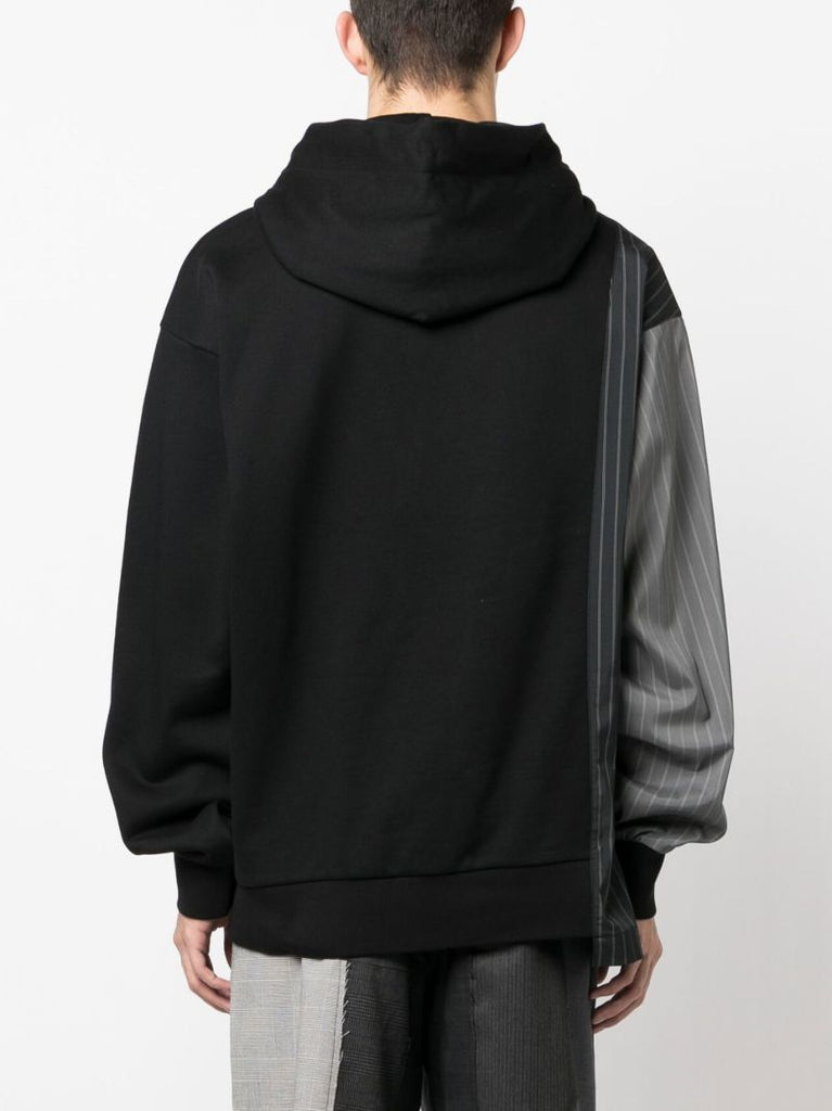 Black Patchwork Sleeve Hoodie