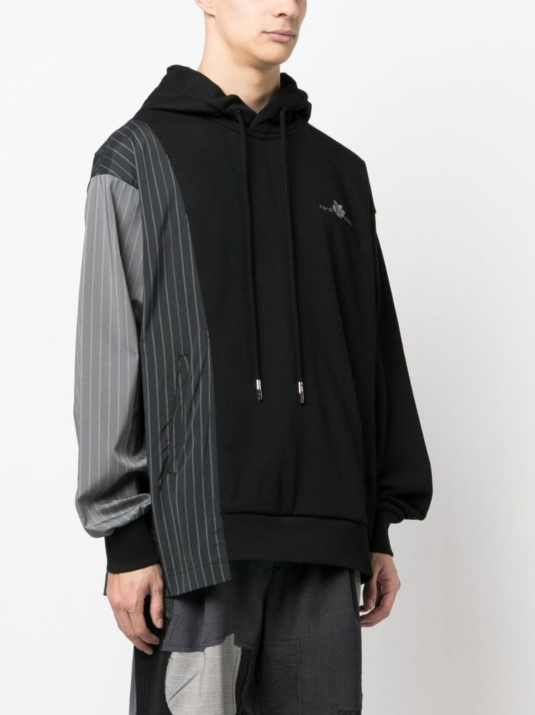 Black Patchwork Sleeve Hoodie