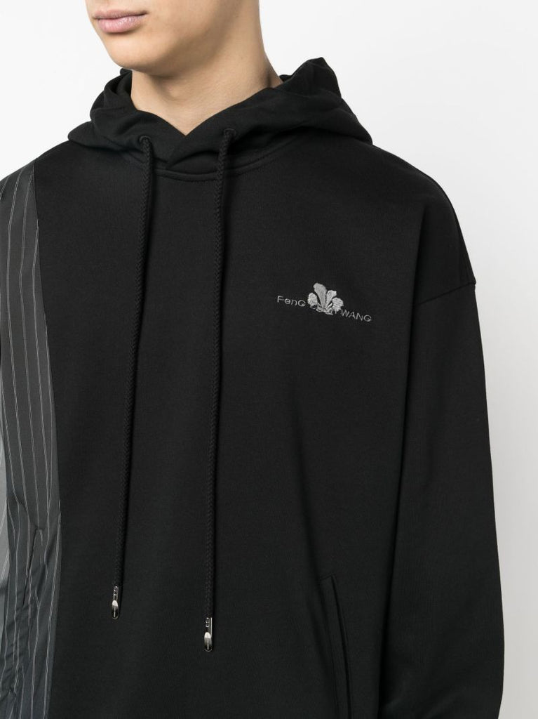 Black Patchwork Sleeve Hoodie