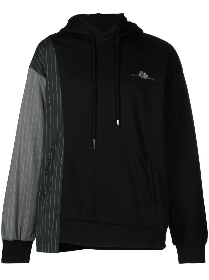 Black Patchwork Sleeve Hoodie
