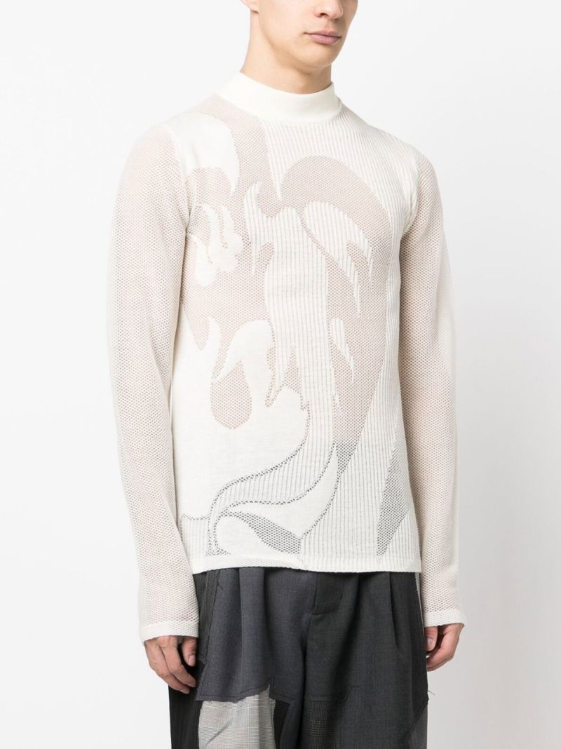 White Phoenix Ribbed Wool Sweater