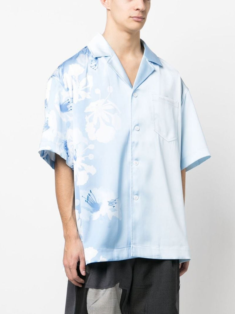 Blue Gradient Floral Print Shirt