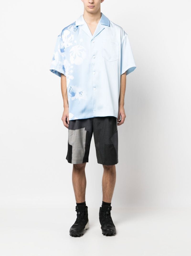 Blue Gradient Floral Print Shirt