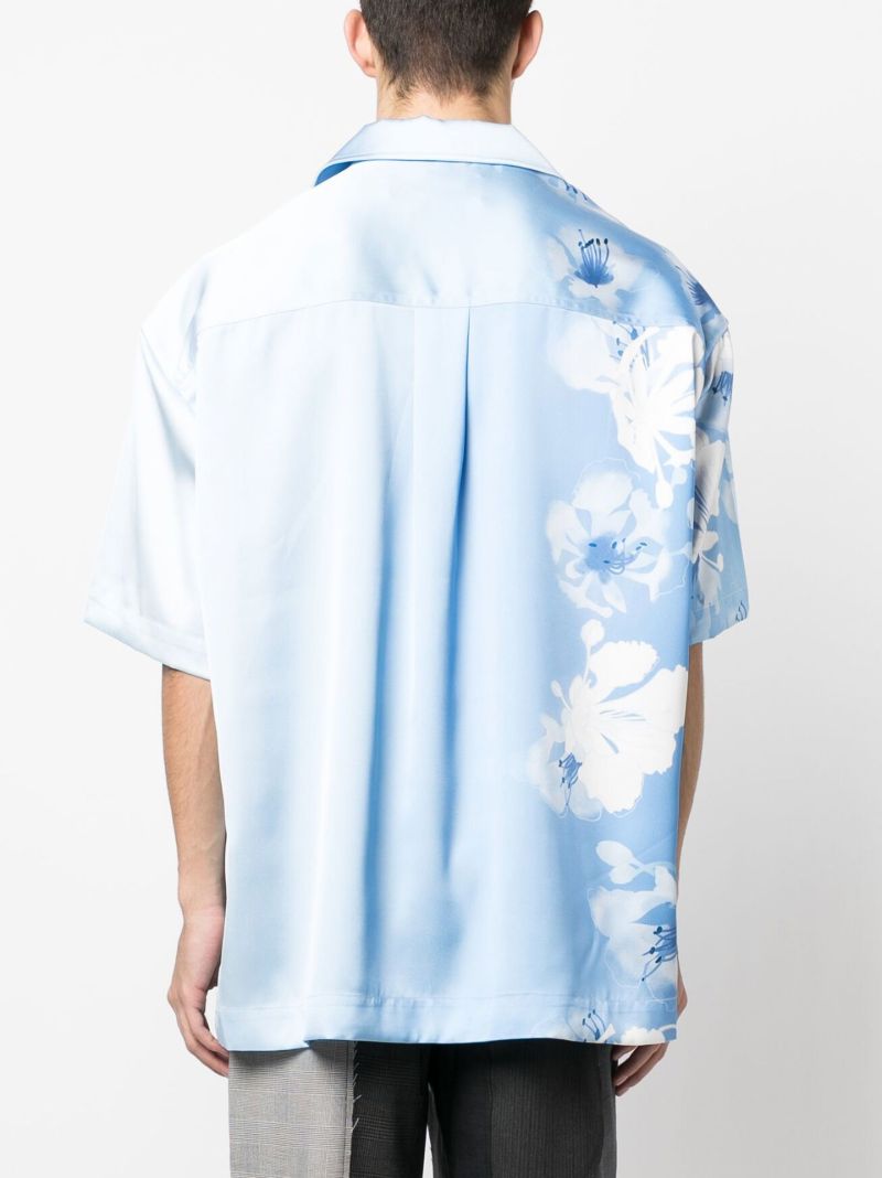 Blue Gradient Floral Print Shirt