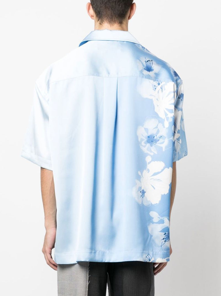 Blue Gradient Floral Print Shirt