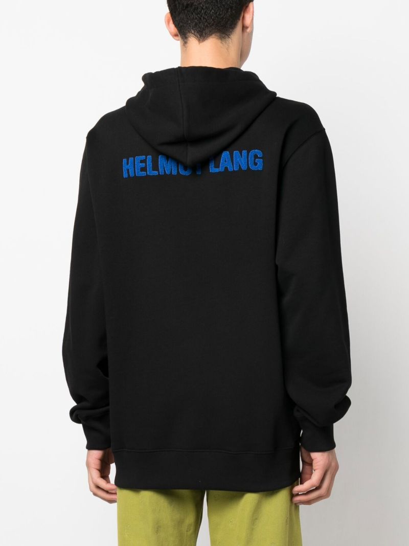 Black Flocked Cotton Hoodie