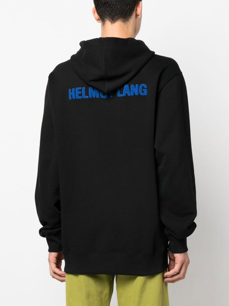 Black Flocked Cotton Hoodie