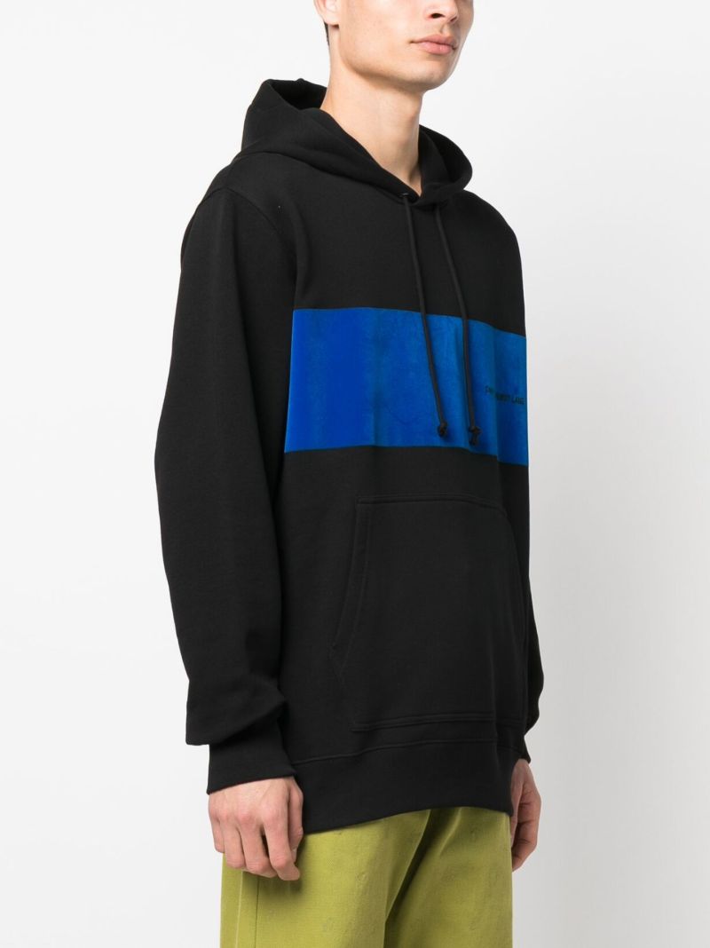Black Flocked Cotton Hoodie