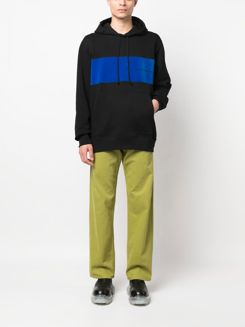 Black Flocked Cotton Hoodie