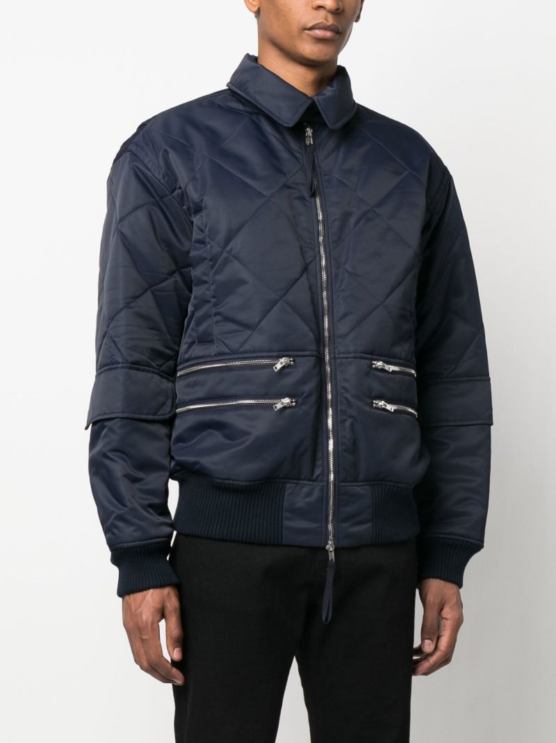 Blue Quilted Aviator Jacket