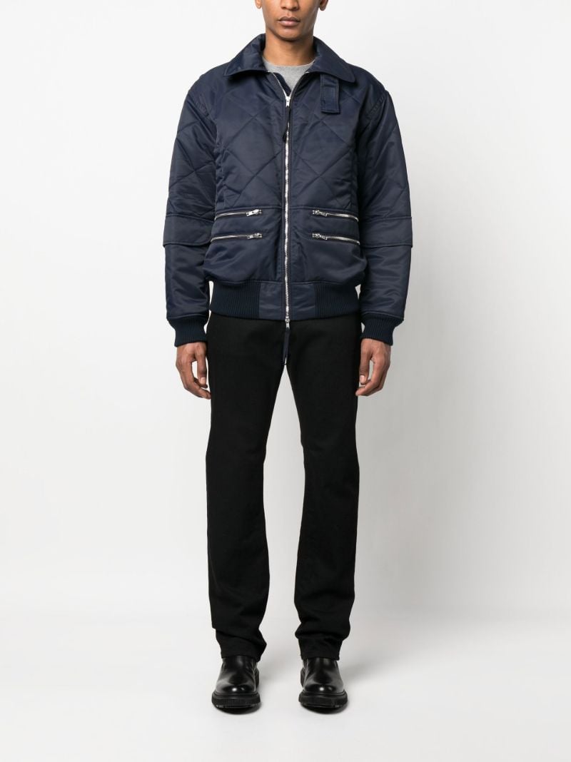 Blue Quilted Aviator Jacket