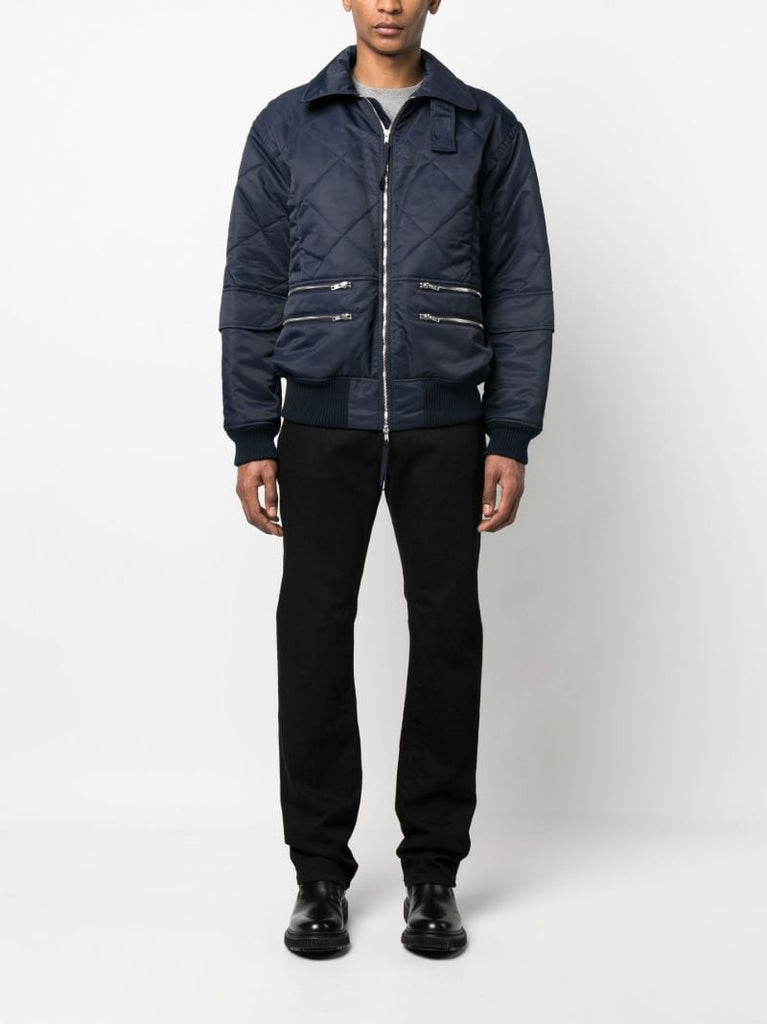 Blue Quilted Aviator Jacket