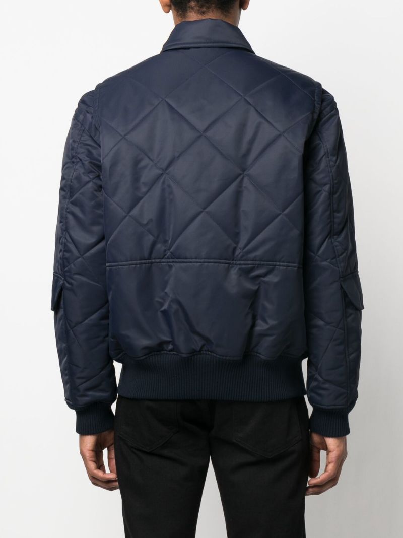 Blue Quilted Aviator Jacket