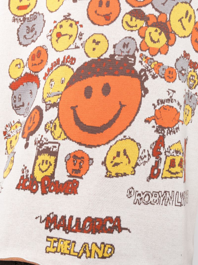 White Smiley Print Cotton T-shirt