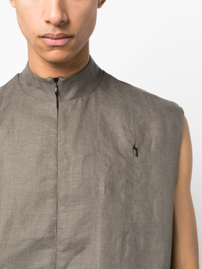 Brown Zip-up Panelled Vest