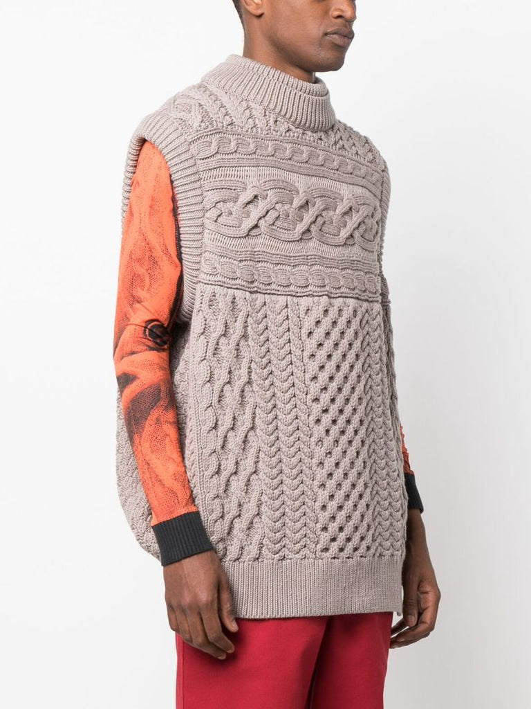 Grey Knitted Vest Sweater