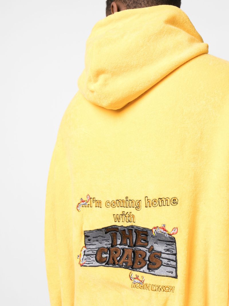 Yellow Embroidered Slogan Hoodie