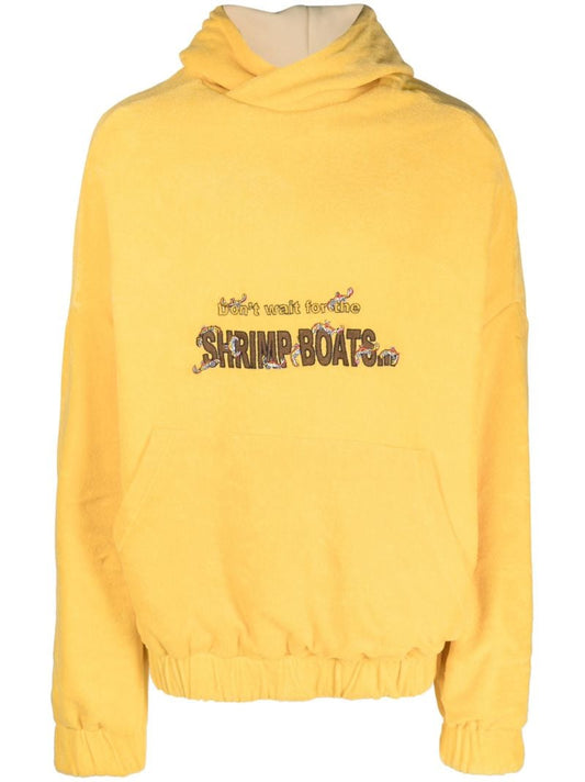Yellow Embroidered Slogan Hoodie