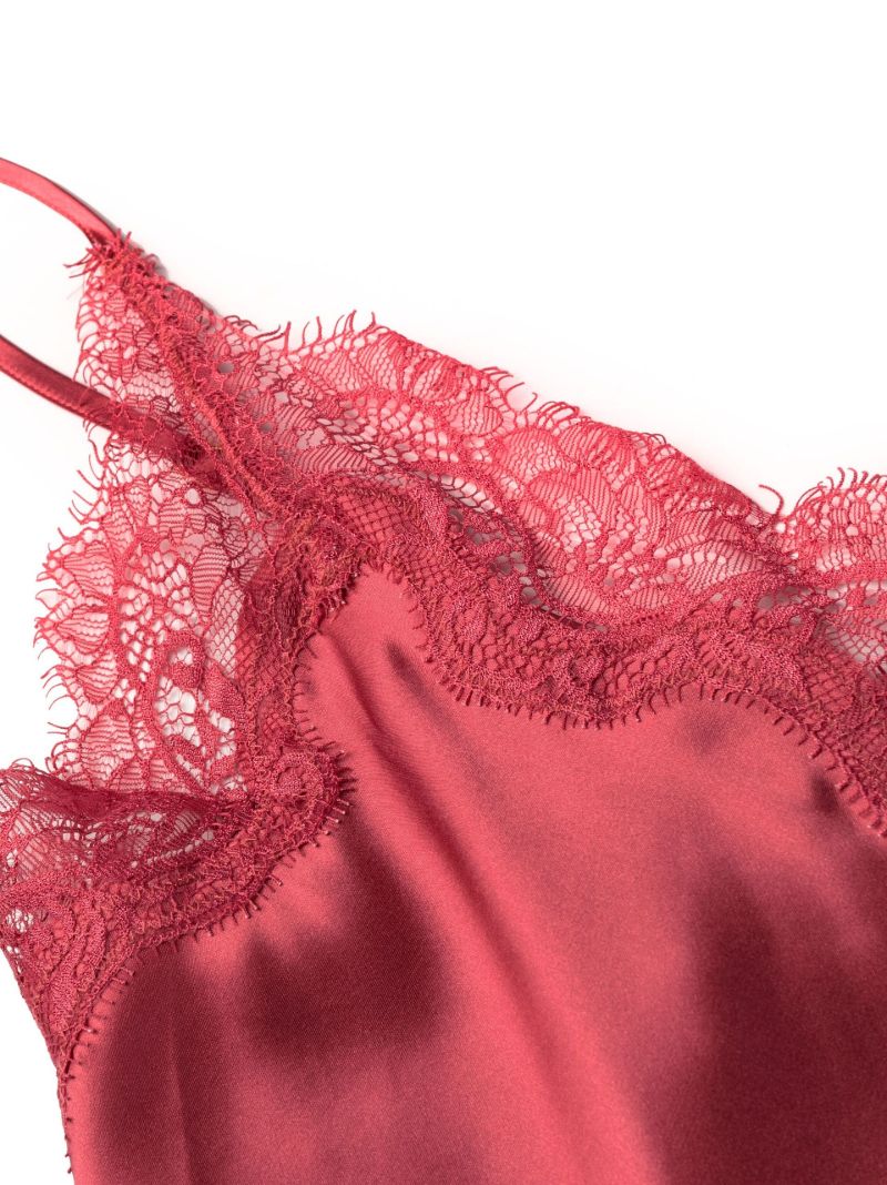 Pink Scarlett Lace Trim Silk Night Dress