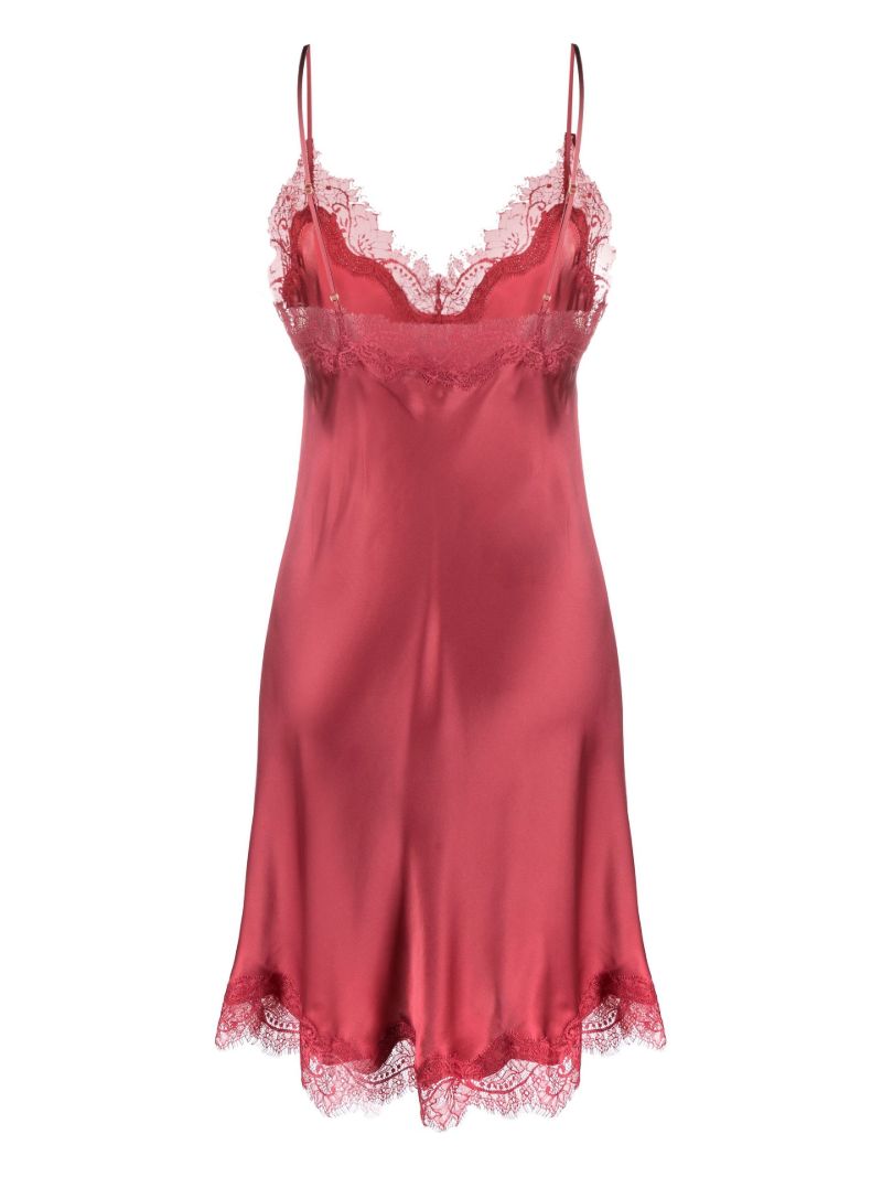 Pink Scarlett Lace Trim Silk Night Dress