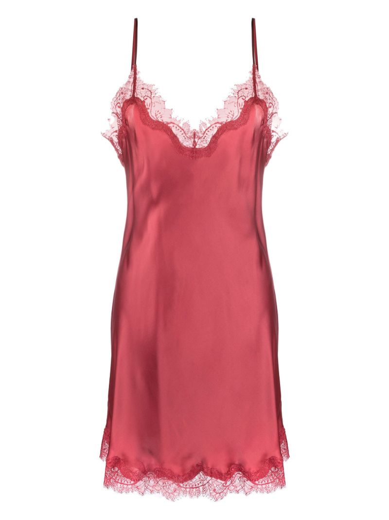 Pink Scarlett Lace Trim Silk Night Dress