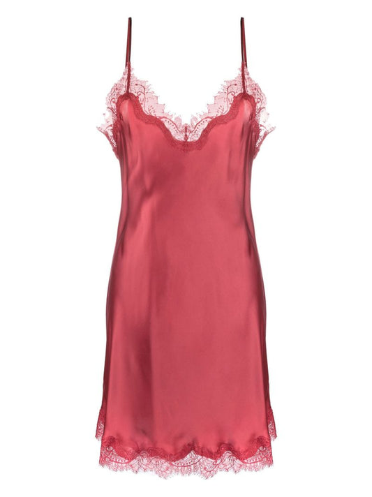 Pink Scarlett Lace Trim Silk Night Dress