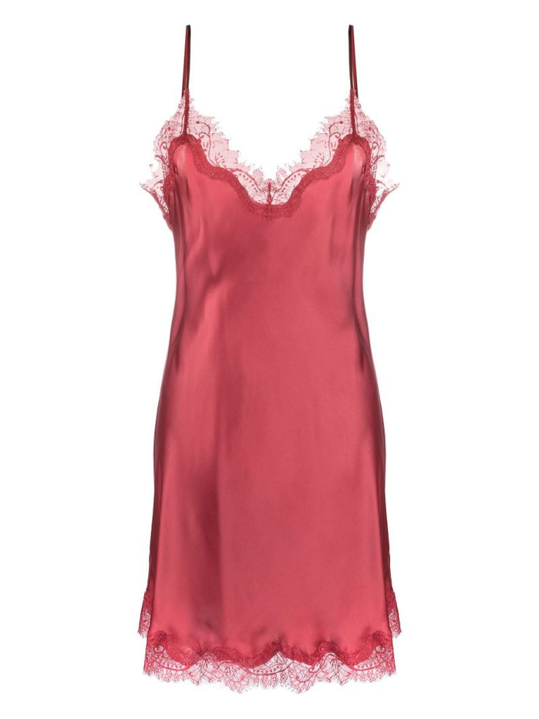 Pink Scarlett Lace Trim Silk Night Dress