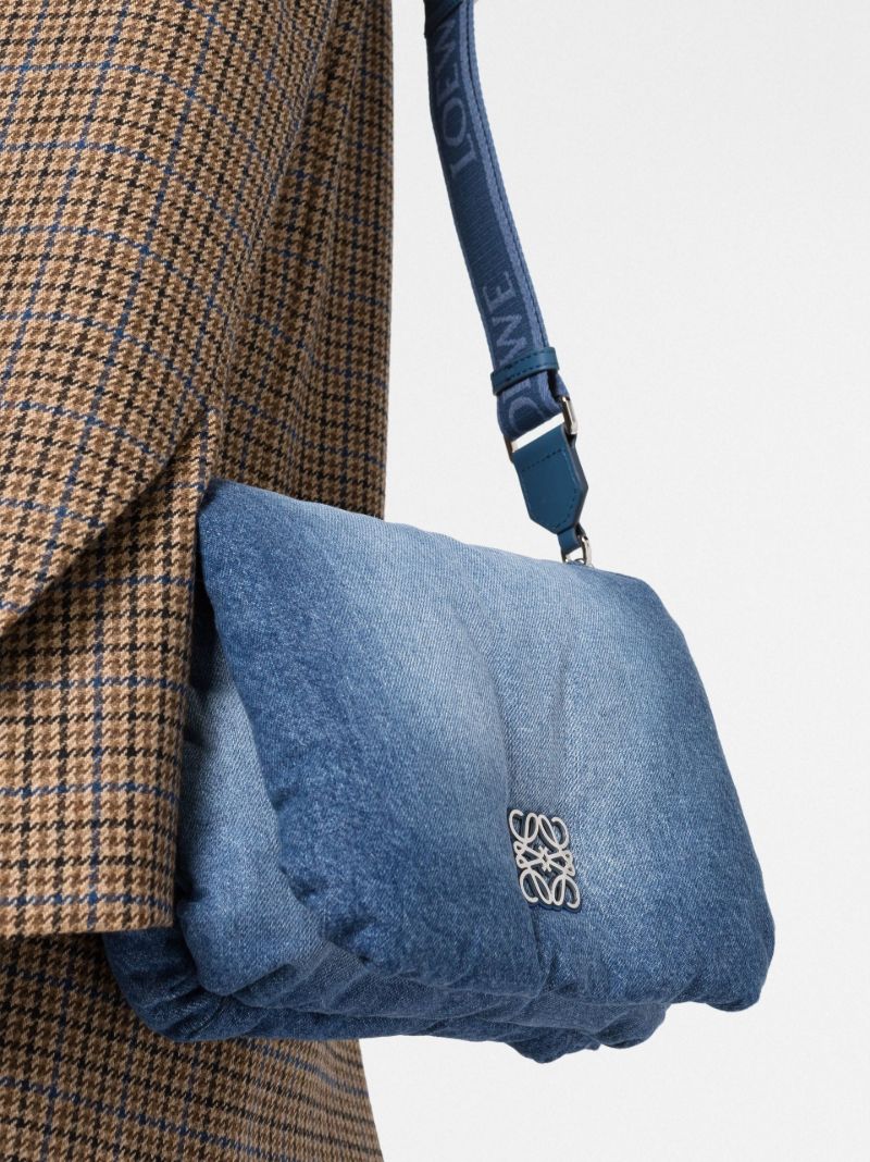 Blue Goya Denim Puffer Cross Body Bag