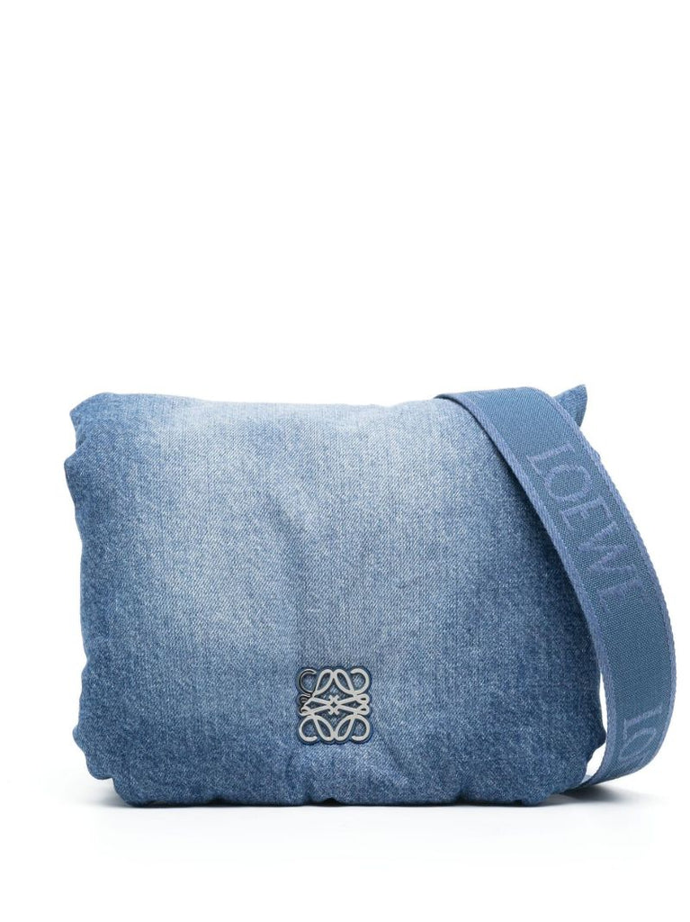 Blue Goya Denim Puffer Cross Body Bag