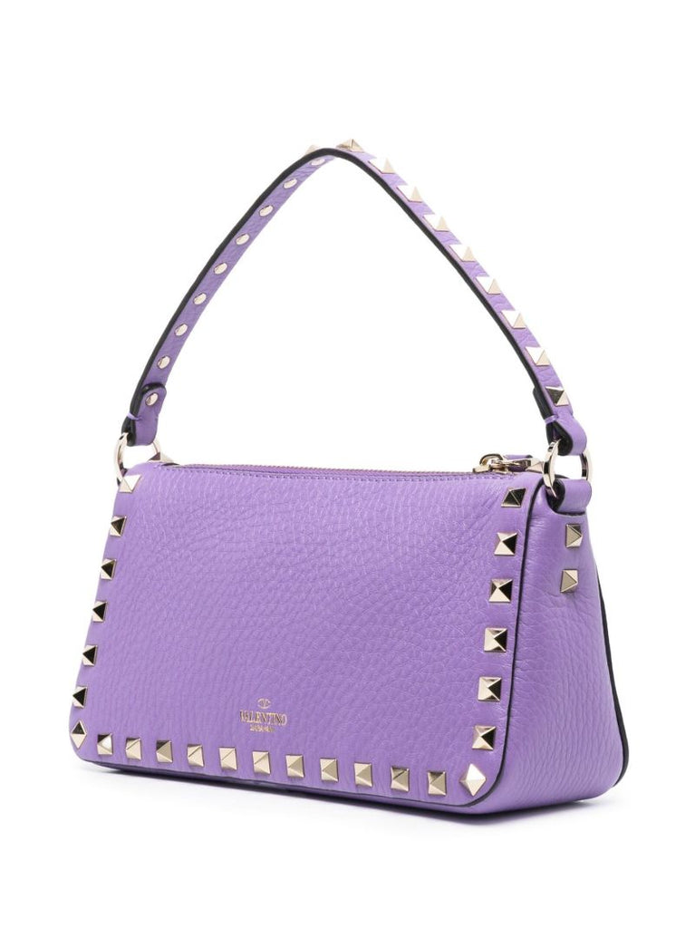 Purple Rockstud Small Leather Shoulder Bag