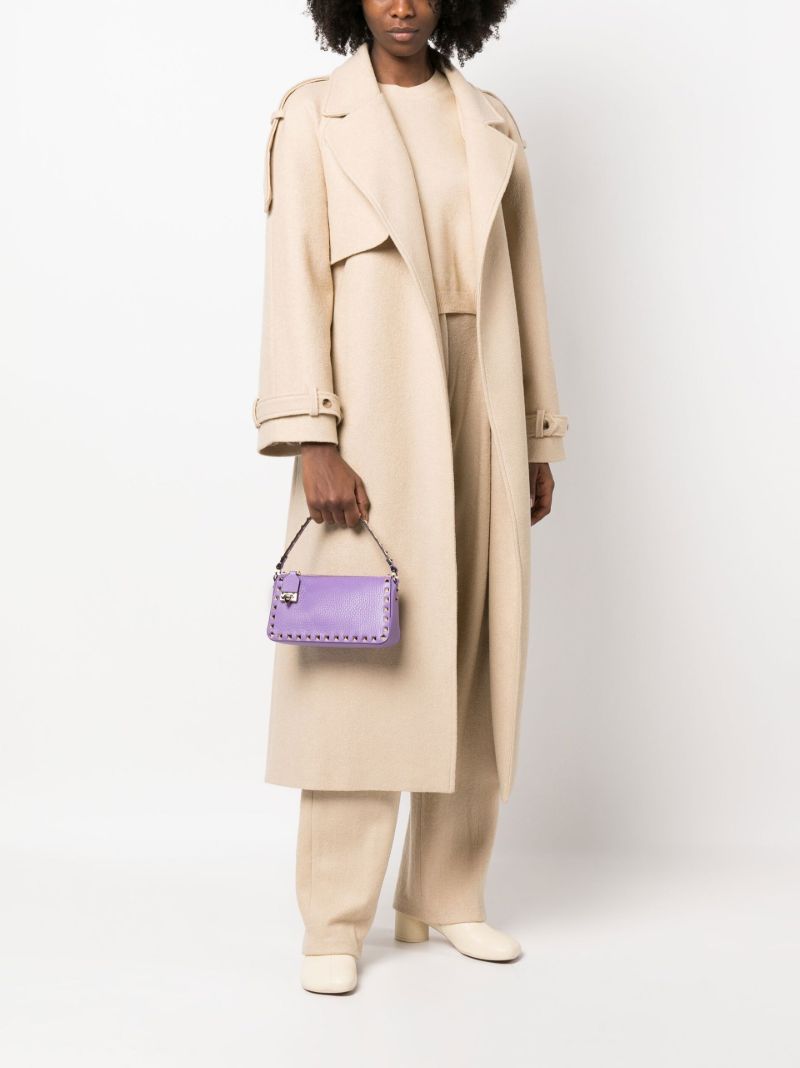 Purple Rockstud Small Leather Shoulder Bag