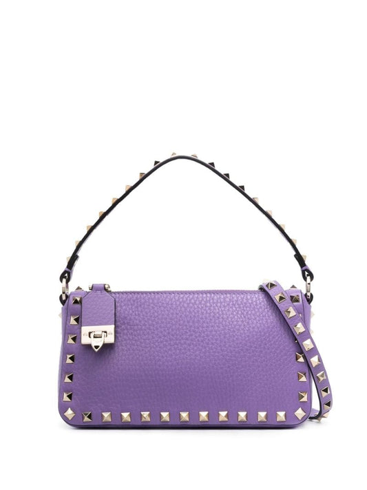 Purple Rockstud Small Leather Shoulder Bag