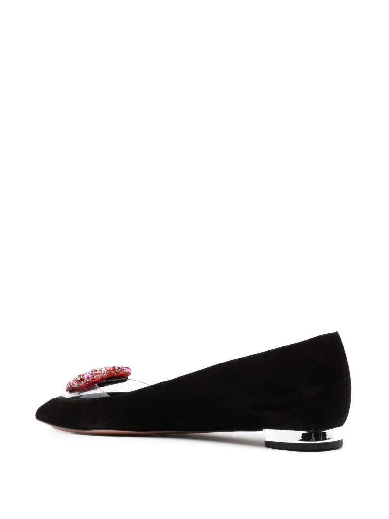 Black Love Me Suede Ballerina Shoes