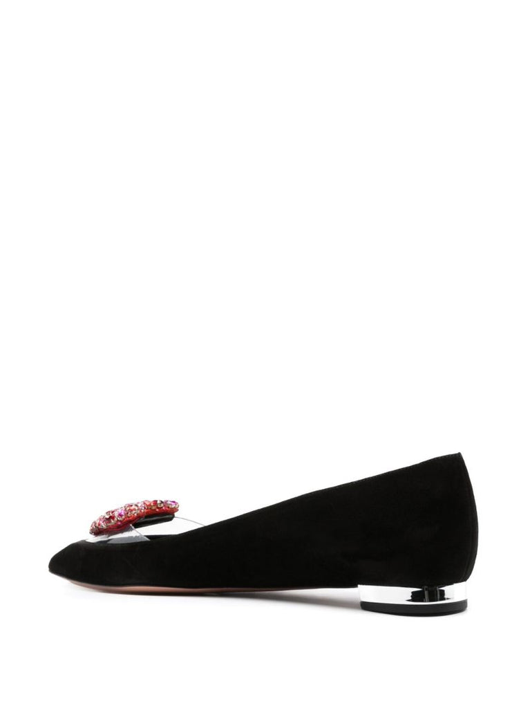 Black Love Me Suede Ballerina Shoes