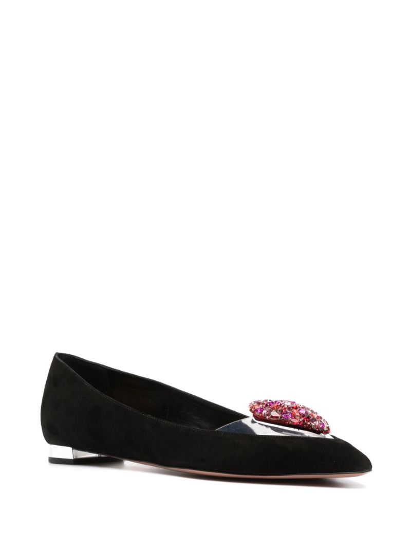 Black Love Me Suede Ballerina Shoes